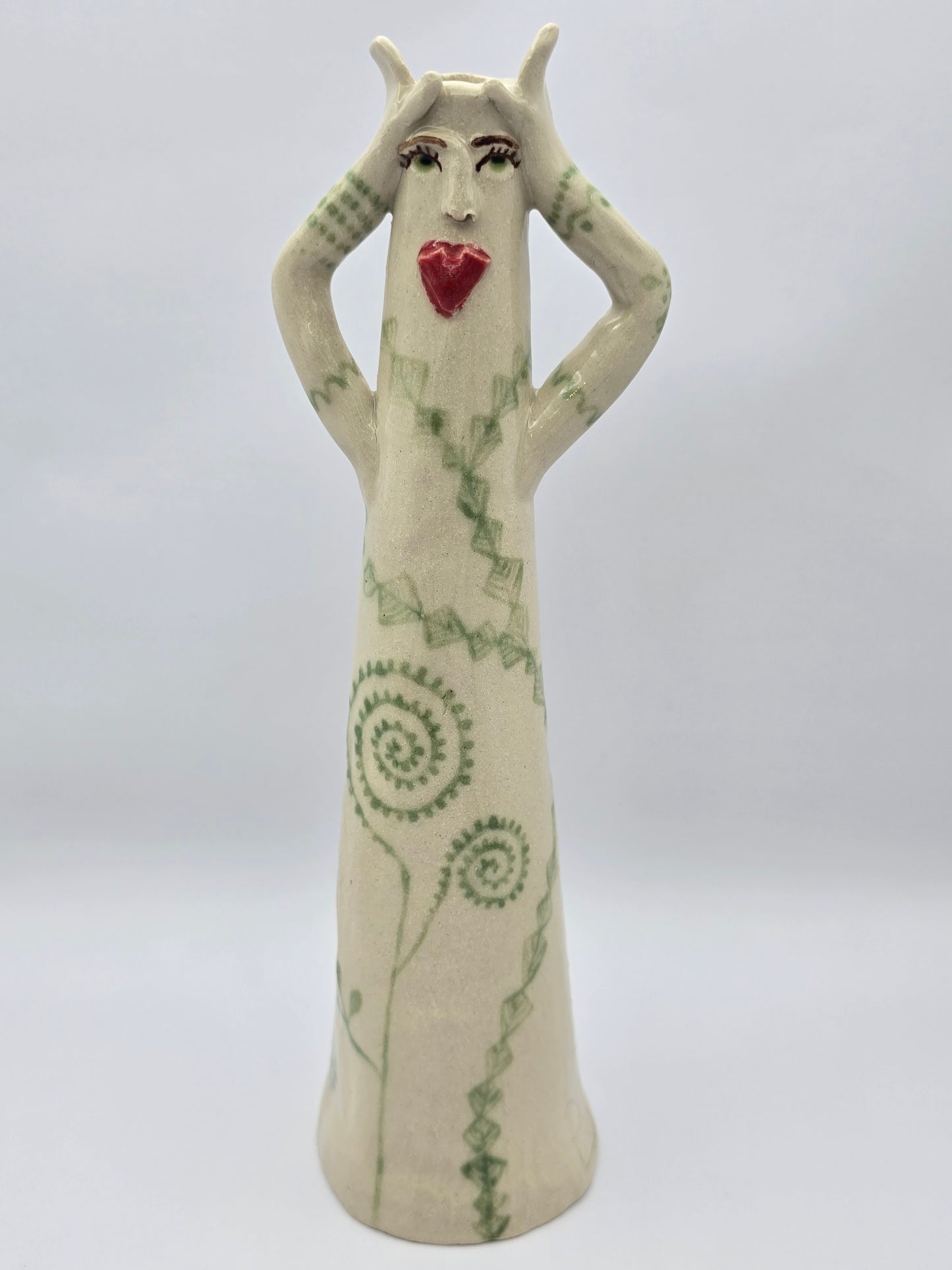 Green & White Folk Lady