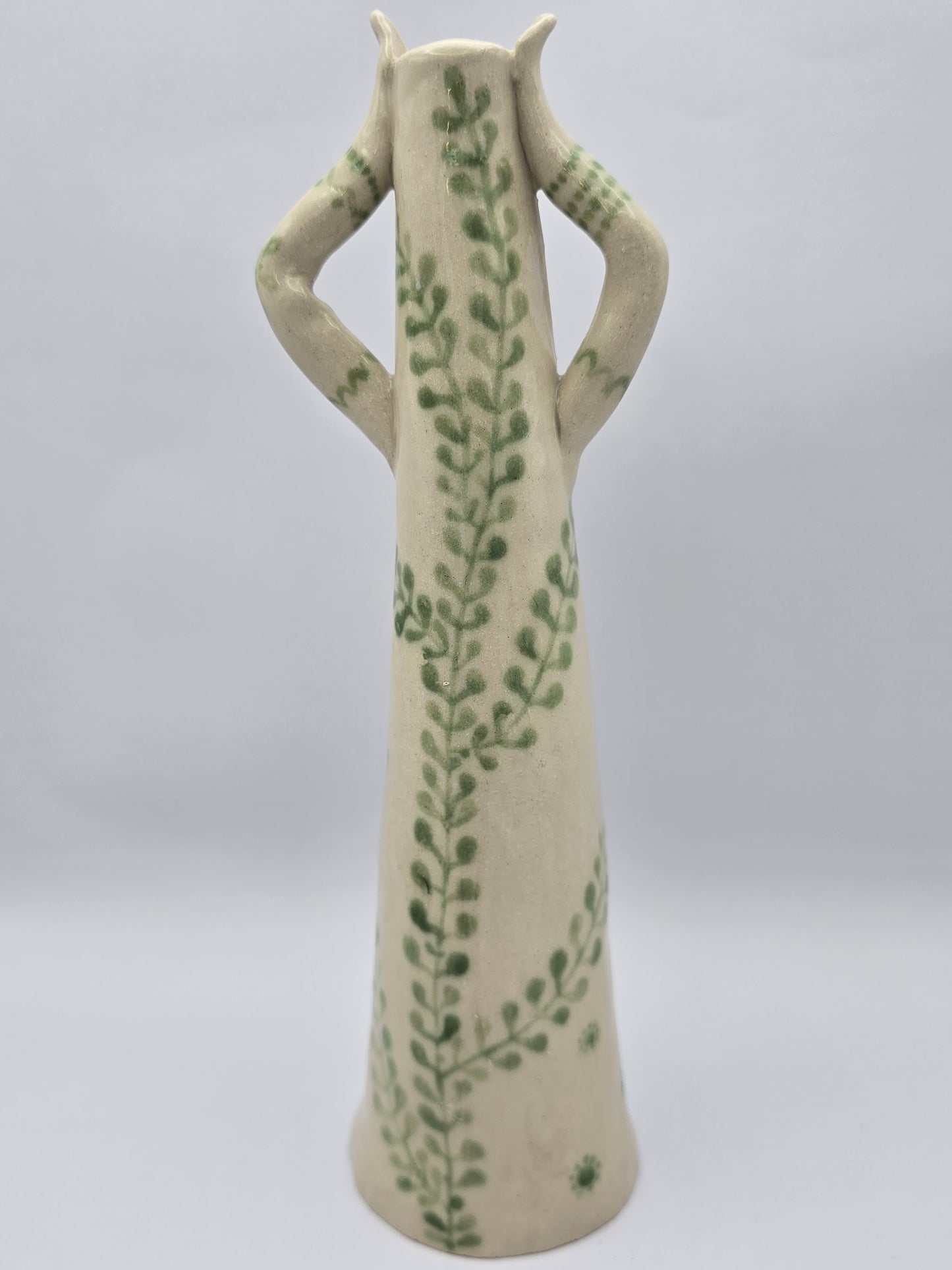 Green & White Folk Lady